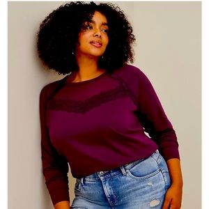 Sweatshirt with lace yoke